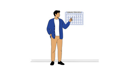Man scheduling on a calendar planning appointments and managing schedule efficiently