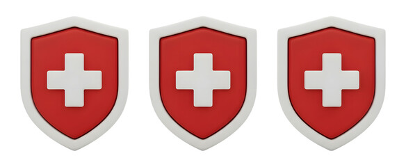 Fototapeta premium Red Medical Shield Cross Transparent PNG Icon