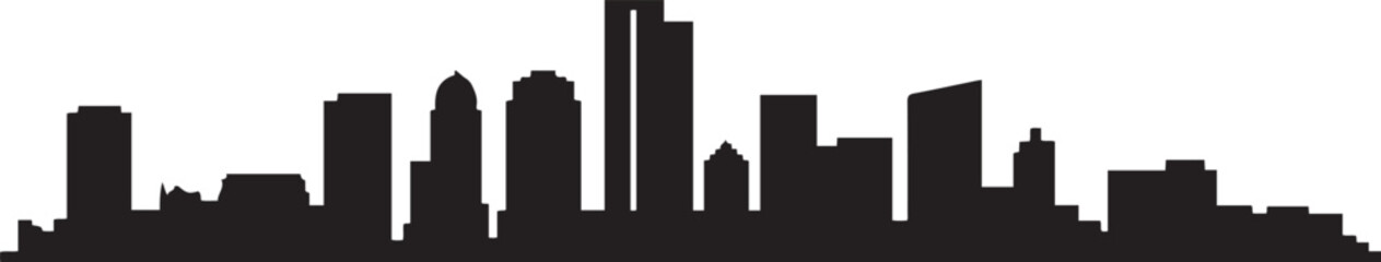 Fort Worth Skyline Texas. design Vector black silhouette