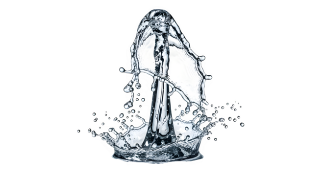 Water splash forming a column shape isolated on transparent background - Powered by Adobe