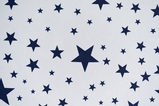 Navy Blue Stars Seamless Pattern Background on White, Simple Celestial Wallpaper or Wrapping Paper Print - Powered by Adobe