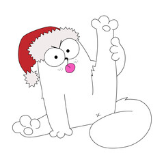 Christmas cute cat funny vector art