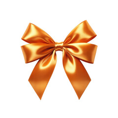 Orange satin bow isolated on a transparent background ribbon gift 2