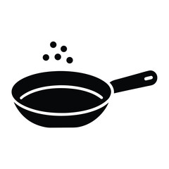 Cooking frying pan icon with spice in solid minimalist flat vector