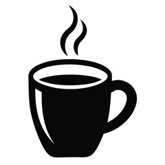 Coffee cup hot drink icon in solid minimalist flat vector illustration
