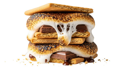 Delicious stacked s mores dessert isolated on transparent background