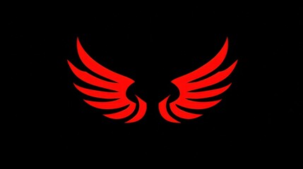 A striking graphic of stylized red wings against a black background, perfect for representing freedom, creativity, or a journey, Ideal for branding, art projects, or promotional materials,