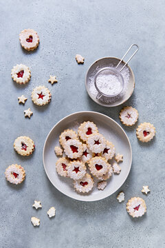 Homemade Linzer Cookies Flatlay