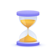 3D Hourglass Timer with Sand &ndash; Time Management, Countdown, Deadline Icon Illustration