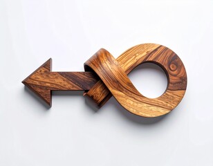 Entangled Wooden Arrow, Knot, handcrafted wood, rustic look with modern minimal aesthetic design, contemporary art, complexity, tension, struggle, intertwined