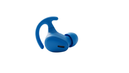 Blue wireless earbud isolated on transparent background