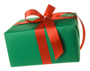 One beautiful Christmas gift box isolated on white