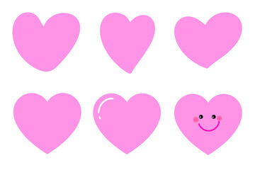Set of pink hearts clipart.Hand drawn heart icon on transparent background.Love symbol.Valentine's day element.