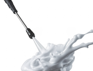 Pressure Washer Spraying White Foam isolated on a transparent background