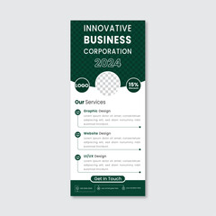 Innovative Business Banner Design: a professional banner designed with a modern approach for businesses in 2024, highlighting core services