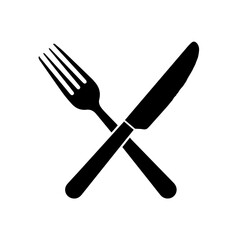 Isolated shiny silver fork, knife, and spoon dining cutlery set on a white table
