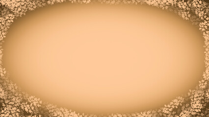 Ilustraci&oacute;n marco de fotografia de color marr&oacute;n pastel claro con hojas de color mar&oacute;n oscuro en los bordes	