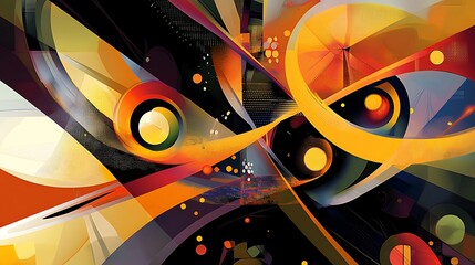 Abstract colorful geometric shapes forming an owl's face.