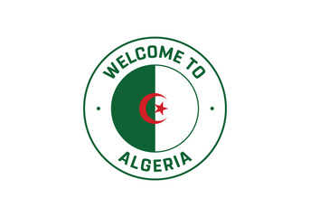 Welcome to Algeria Travel Badge with National Flag of Algeria