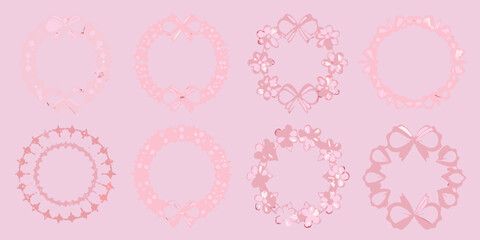Delicate pink floral wreath designs arranged in a grid pattern