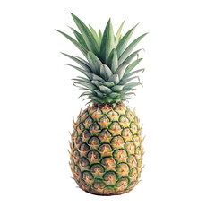 Fototapeta premium Fresh ripe pineapple fruit with green leaves isolated on transparent background