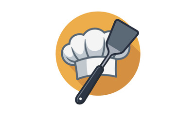 Chef’s Hat and Spatula Logo Illustration, chef hat, spatula, cooking icon, kitchen illustration, food logo, culinary design, chef logo, cooking utensil, graphic illustration, stylized chef, png logo, 