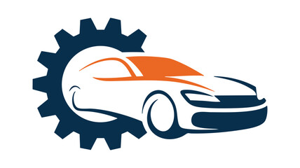 A stylized logo featuring a car silhouette integrated into a gear wheel, perfect for automotive businesses.
