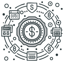 Obraz premium Stylized Vector Graphic Depicting Finance Security with Dollar Sign and Numerical Data