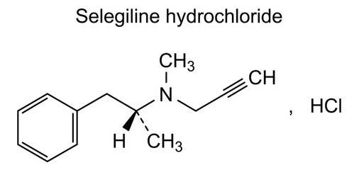 Selegiline hydrochloride, chemical structure of selegiline hydrochloride, drug substance