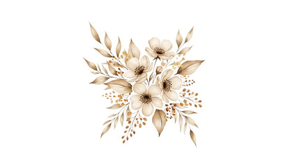 Transparent background beautiful bouquet of white flowers and leaves isolated on transparent background