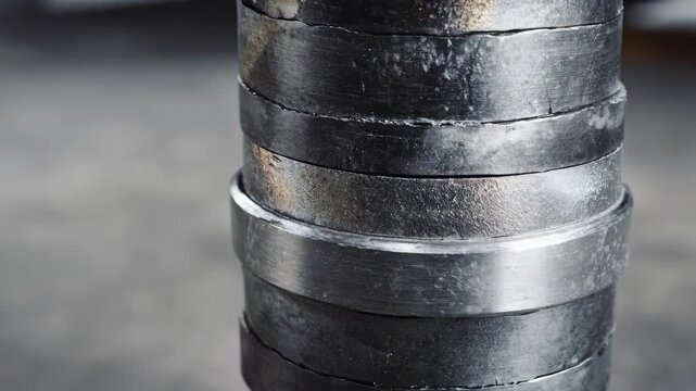 Steel bollard reinforcement highlighted in medium shot showcasing shiny metal layers and welded joints for enhanced durability