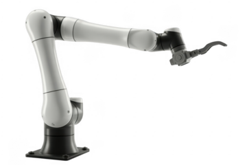 Robotic arm with gripper isolated on a transparent background industrial automation