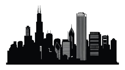 Fototapeta premium Iconic chicago cityscape silhouette featuring landmark buildings like willis tower