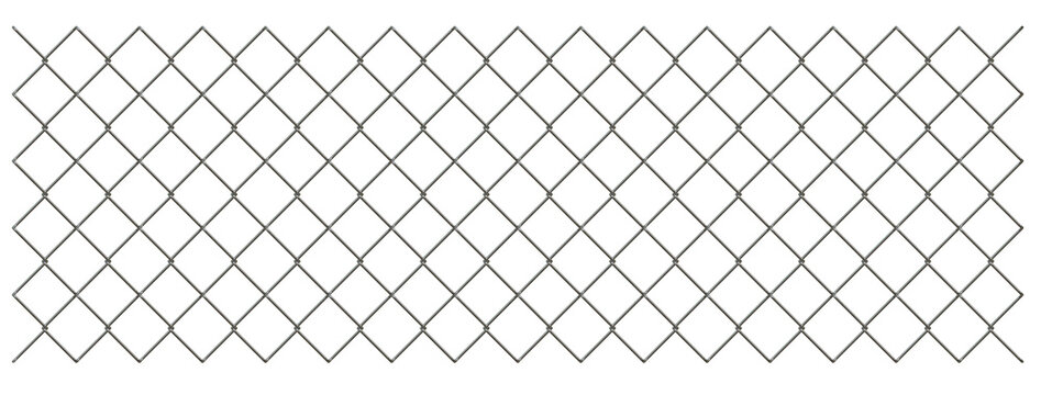 Ultra wide 8K panoramic view of realistic steel chain link fence, Industrial security barrier background created by 3D modeling transparent object.