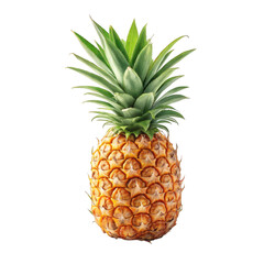 Fototapeta premium Whole ripe pineapple with green crown isolated on transparent background