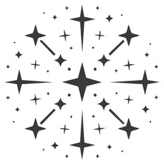 Sparkling black and white starburst design with radiating glitter and magical light effects abstract pattern