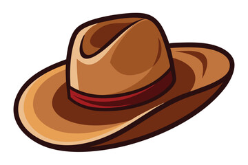 Brown cowboy hat with a red band showcases western fashion and rustic charm