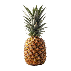 Fototapeta premium Whole ripe pineapple with green crown isolated on transparent background