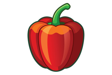 Cartoon drawing shows a single red bell pepper with a vibrant green stem