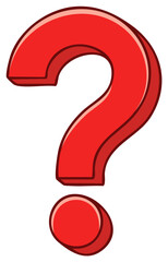 Bold Red Question Mark Symbol with 3D Effect and Outline