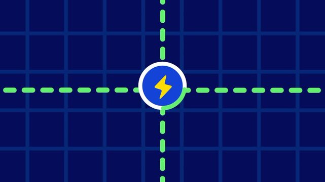 displays a centered energy node aligned with precise crossing guide lines, emphasizing structural balance and focused directional movement across the grid