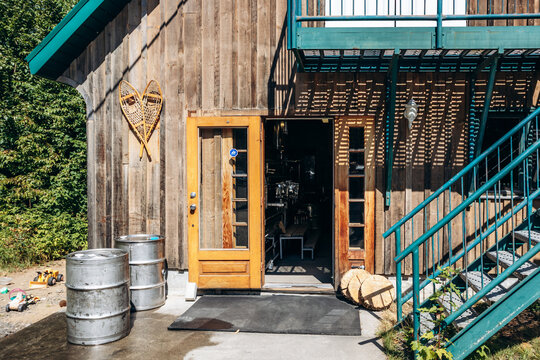 Saint-Mathieu-du-Parc, Canada - August 16, 2025: Maple syrup production facilities at a traditional sugar shack in Quebec