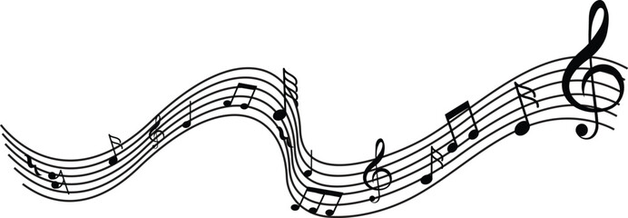 Music notes wave, Curve musical signs, sound wave line symbol, acoustic composition, Musical note, music sound, musical waves color