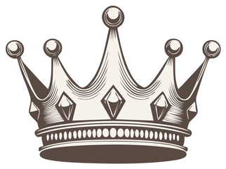 Ornate Royal Crown Illustration with Jewel Accents