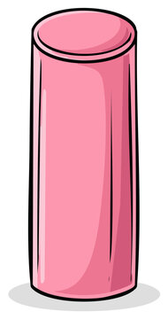 Simple Pink Cylinder Cartoon Illustration with Bold Outlines