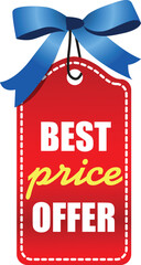 Best price offer icon, Sale Tag icon, Red Tag for sales, Sales Tag ribbon, Price offer, Best price sticker