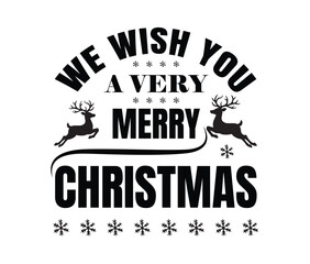 Merry Christmas Typography Reindeer Design