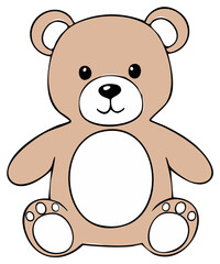 Obraz premium Cute friendly brown teddy bear sitting pose cartoon character graphic element