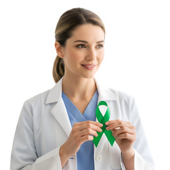 Healthcare Pro with Green Ribbon for Awareness