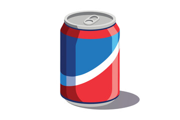 An isolated soda can presents a red, white, and blue color scheme in vibrant tones